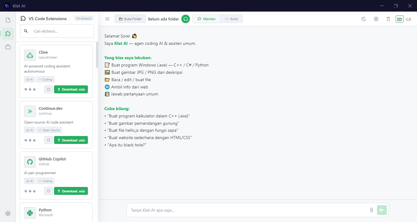 Klat AI Assistant Interface