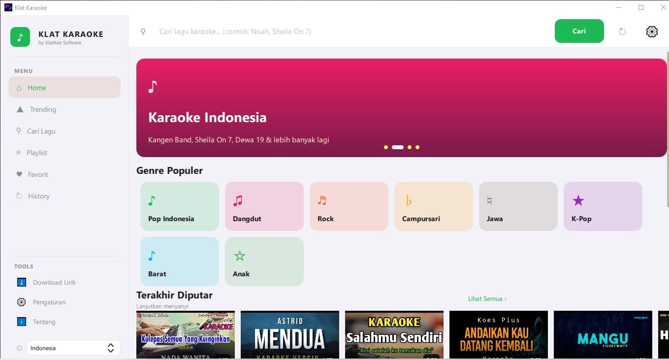 Klat Karaoke Player Interface