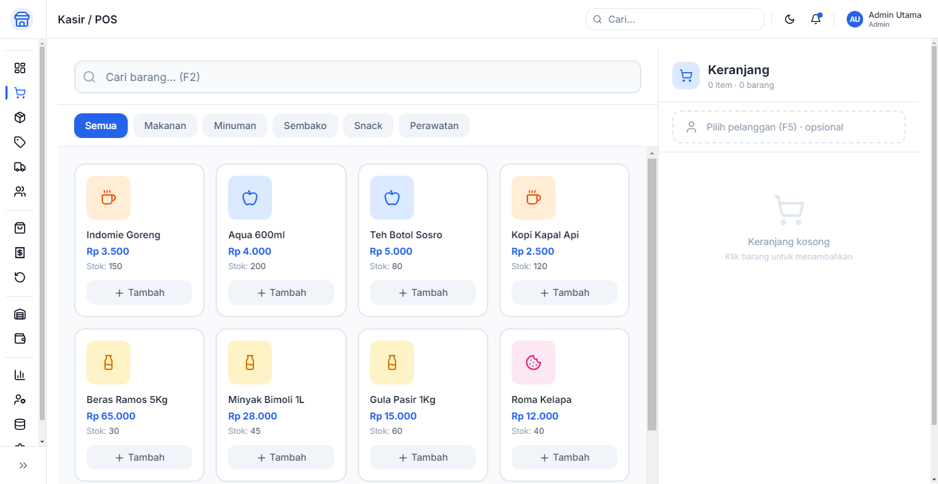 Klat Kasir Point of Sale Interface