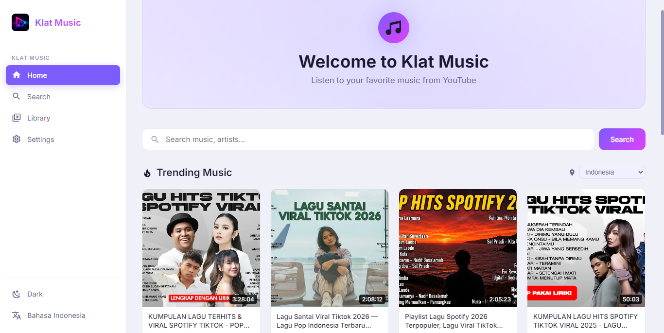 Klat Music Player Interface